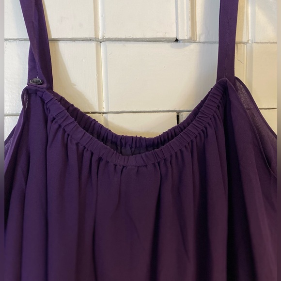 Madewell 100% Silk Deep Purple Cold Shoulder Dress w/ Tie Detail. Size 6 NWT - Picture 3 of 8